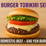 Mos Burger Tobikiri Series 690 yen burger with 100% domestic beef and Hokkaido cheese
