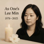 Lee Min death tribute image with candle, flower, and Krystal reaction